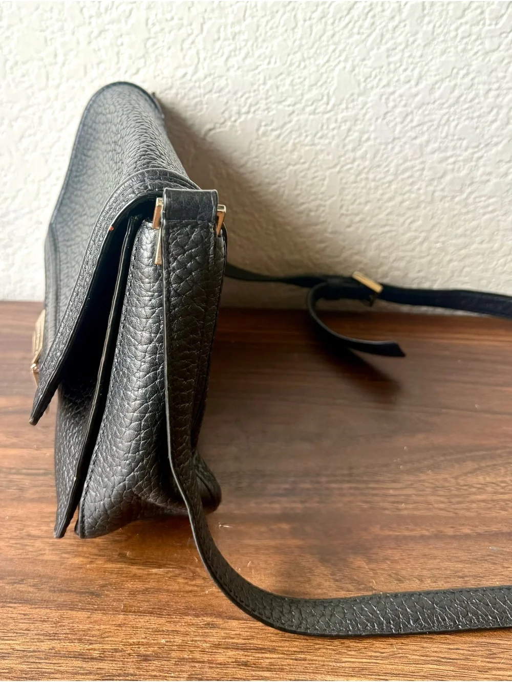 Vintage Kate Spade Black Pebbled Leather Crossbody Bag